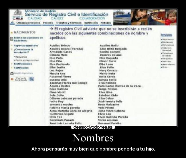 Nombres - Ahora pensarás muy bien que nombre ponerle a tu hijo.