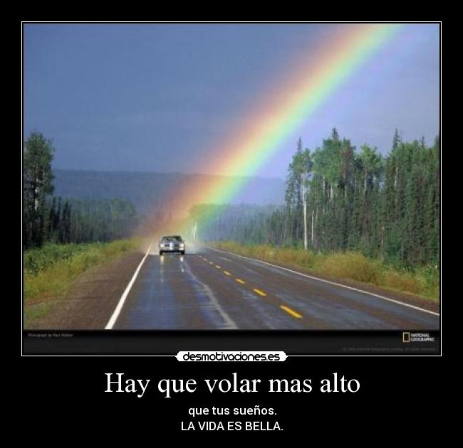 Hay que volar mas alto - que tus sueños.
LA VIDA ES BELLA.