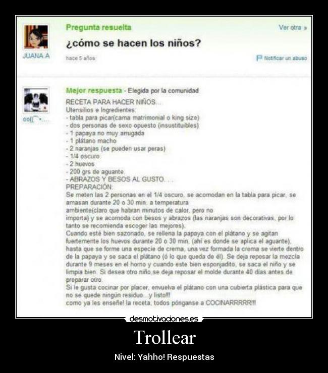 Trollear - Nivel: Yahho! Respuestas