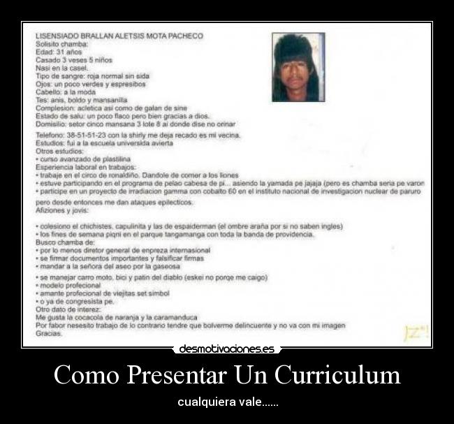 Como Presentar Un Curriculum - cualquiera vale......