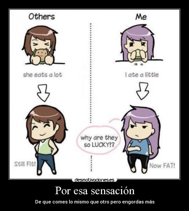 Por esa sensación - De que comes lo mismo que otro pero engordas más