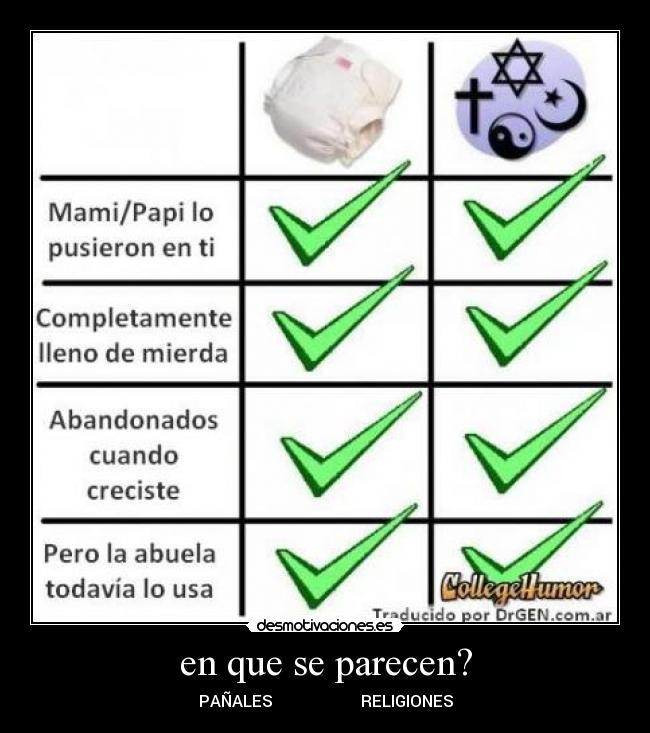 en que se parecen? - PAÑALES RELIGIONES