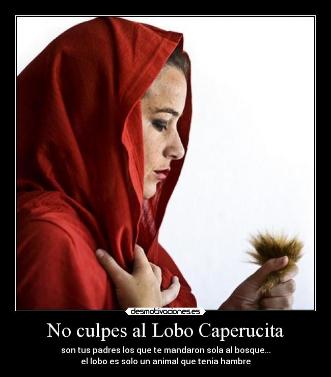 No culpes al Lobo Caperucita - son tus padres los que te mandaron sola al bosque...
el lobo es solo un animal que tenia hambre