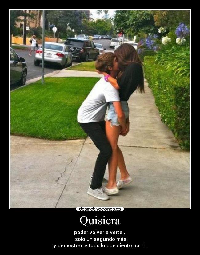 Quisiera - poder volver a verte ,
solo un segundo más,
y demostrarte todo lo que siento por ti.