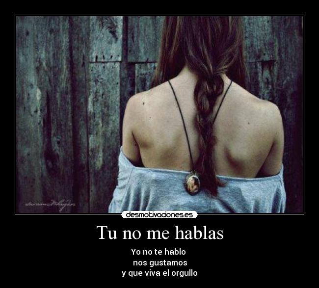 Tu no me hablas - Yo no te hablo
nos gustamos
y que viva el orgullo