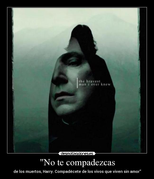 No te compadezcas - de los muertos, Harry. Compadécete de los vivos que viven sin amor