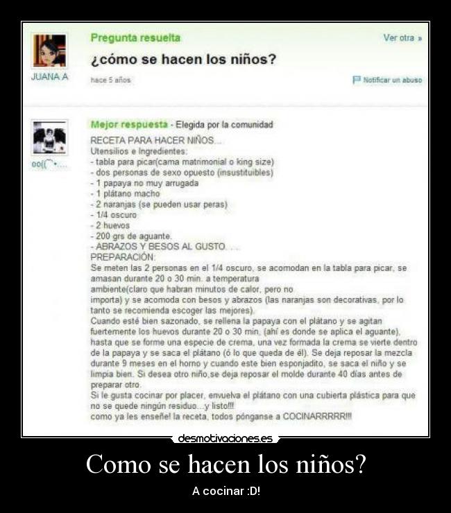 Como se hacen los niños? - 