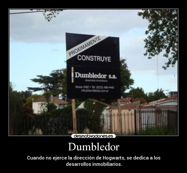 carteles dumbledor cuando ejerce direccion hogwarts dedica los desarrollos inmobiliarios desmotivaciones