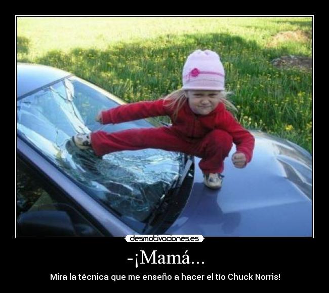 -¡Mamá... - Mira la técnica que me enseño a hacer el tío Chuck Norris!