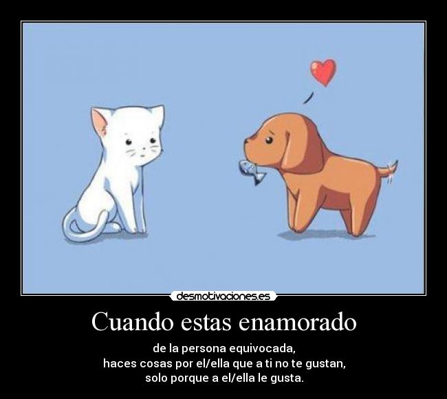 Cuando estas enamorado - de la persona equivocada,
haces cosas por el/ella que a ti no te gustan,
solo porque a el/ella le gusta.