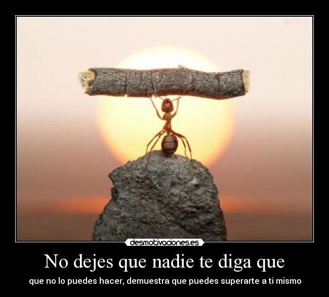 No dejes que nadie te diga que - que no lo puedes hacer, demuestra que puedes superarte a ti mismo