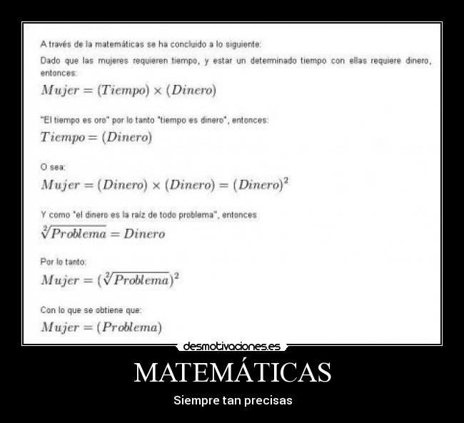carteles mujer problema matematica desmotivaciones