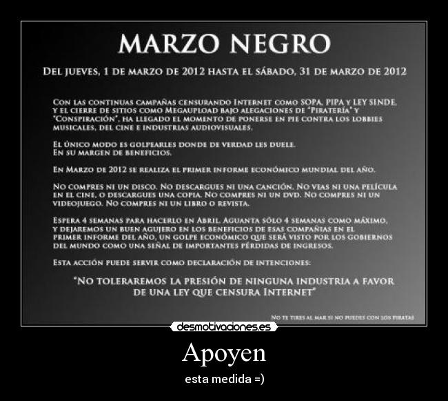 Apoyen - esta medida =)