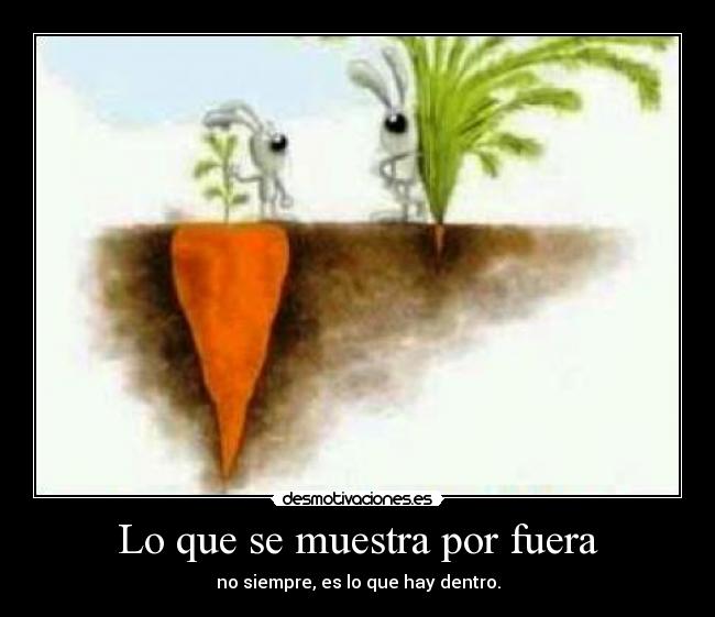 Lo que se muestra por fuera - no siempre, es lo que hay dentro.