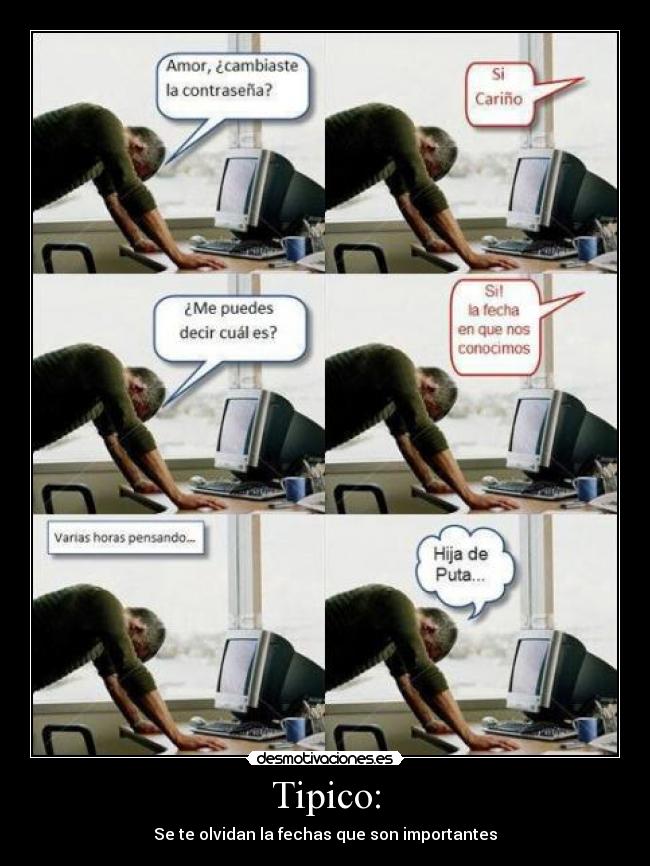 Tipico: - Se te olvidan la fechas que son importantes