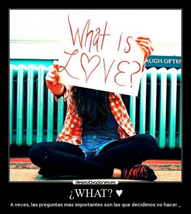 ¿WHAT? ♥ - A veces, las preguntas mas importantes son las que decidimos no hacer♥_♥