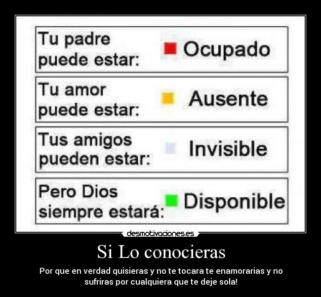 Si Lo conocieras - Por que en verdad quisieras y no te tocara te enamorarias y no
sufriras por cualquiera que te deje sola!