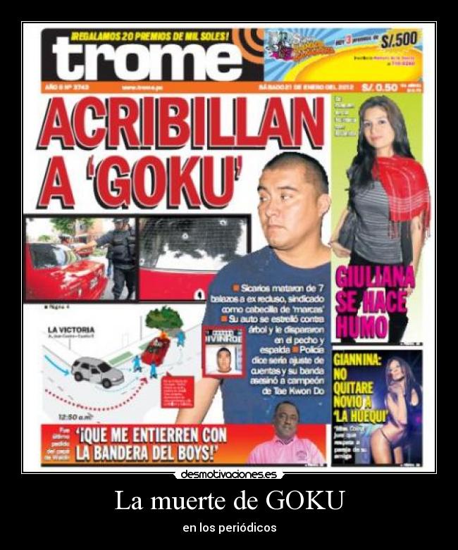 La muerte de GOKU - en los periódicos