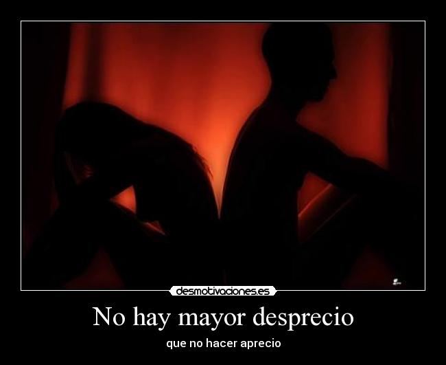 No hay mayor desprecio - que no hacer aprecio