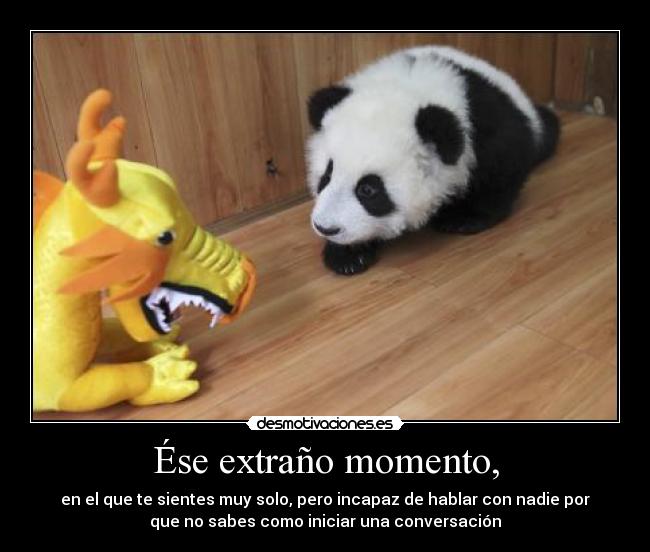 Ése extraño momento, - en el que te sientes muy solo, pero incapaz de hablar con nadie por
que no sabes como iniciar una conversación