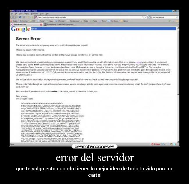 error del servidor - que te salga esto cuando tienes la mejor idea de toda tu vida para un cartel