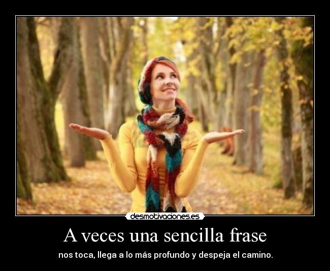 A veces una sencilla frase - nos toca, llega a lo más profundo y despeja el camino.