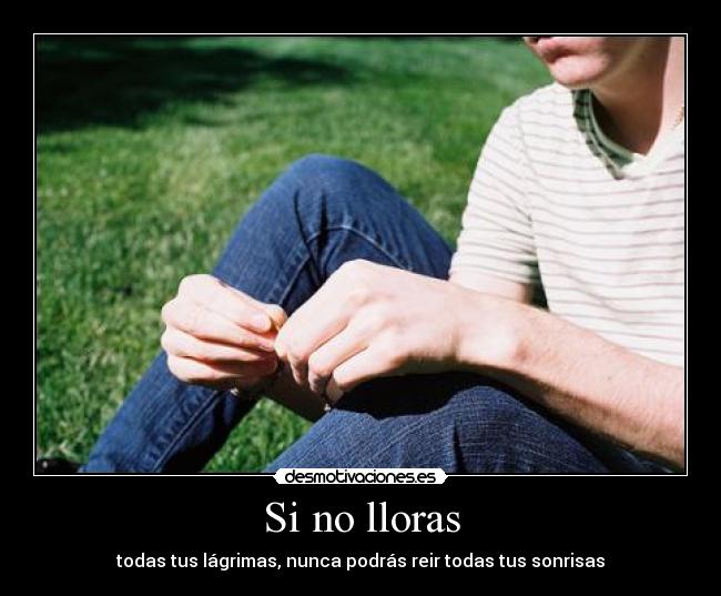 Si no lloras - todas tus lágrimas, nunca podrás reir todas tus sonrisas