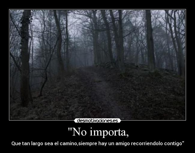 No importa, - Que tan largo sea el camino,siempre hay un amigo recorriendolo contigo