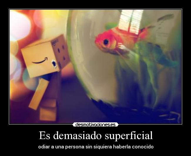 Es demasiado superficial - odiar a una persona sin siquiera haberla conocido