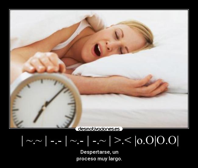 | ~.~ | -.- | ~.- | -.~ | >.< |o.O|O.O| - Despertarse, un
proceso muy largo.