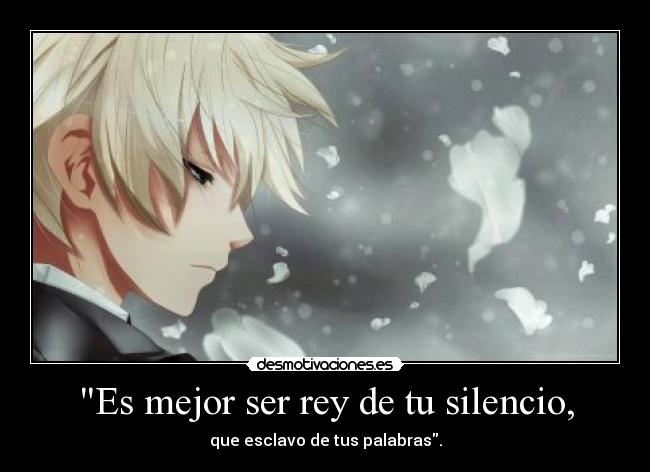 Es mejor ser rey de tu silencio, -