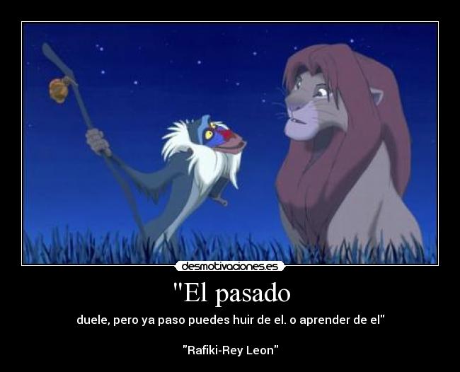 carteles pasado rey leon rafiki pasado aprender huir desmotivaciones