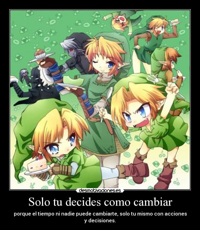Solo tu decides como cambiar - porque el tiempo ni nadie puede cambiarte, solo tu mismo con acciones
y decisiones.