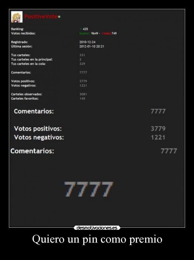 Quiero un pin como premio -