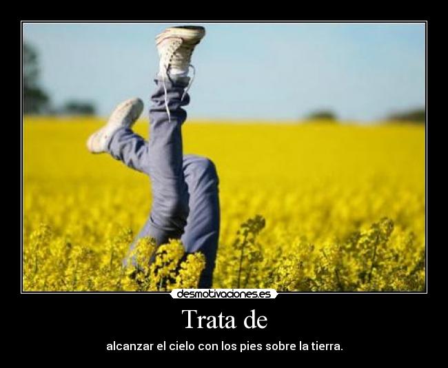 Trata de - alcanzar el cielo con los pies sobre la tierra.