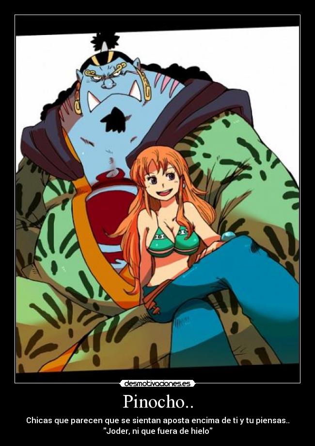 carteles one piece nami jimbei pinocho pinocho jajaja desmotivaciones