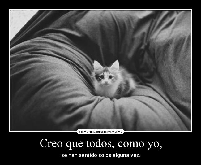 Creo que todos, como yo, - se han sentido solos alguna vez.