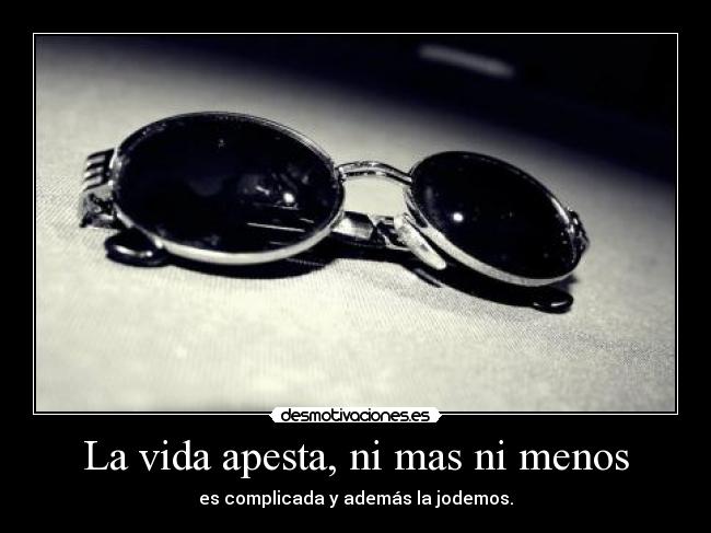 La vida apesta, ni mas ni menos - es complicada y además la jodemos.