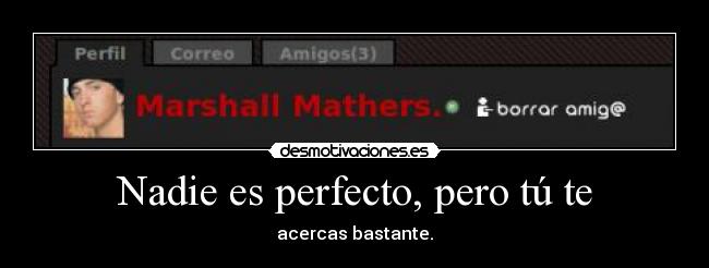 Nadie es perfecto, pero tú te - acercas bastante.