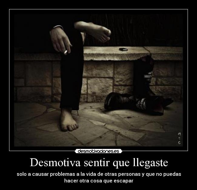 Desmotiva sentir que llegaste - solo a causar problemas a la vida de otras personas y que no puedas
hacer otra cosa que escapar