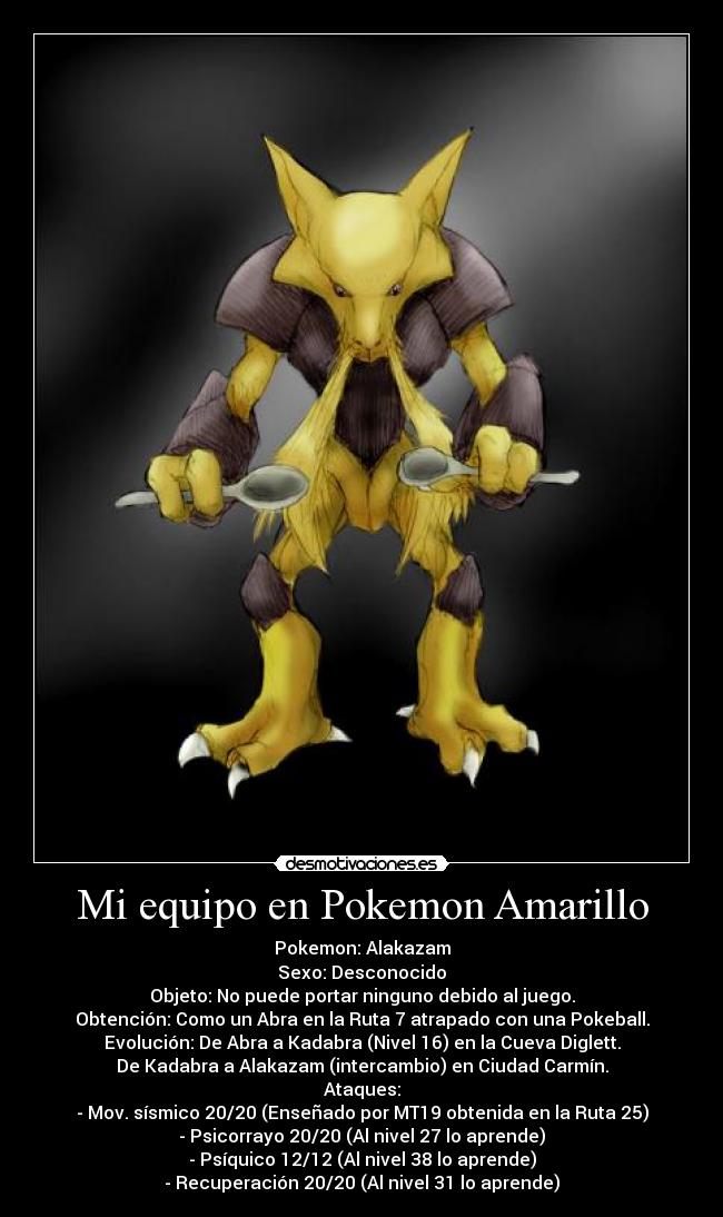 Mi equipo en Pokemon Amarillo -