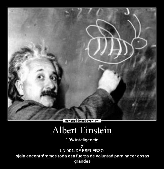 Albert Einstein - 10% inteligencia
y
UN 90% DE ESFUERZO 
ojala encontráramos toda esa fuerza de voluntad para hacer cosas grandes