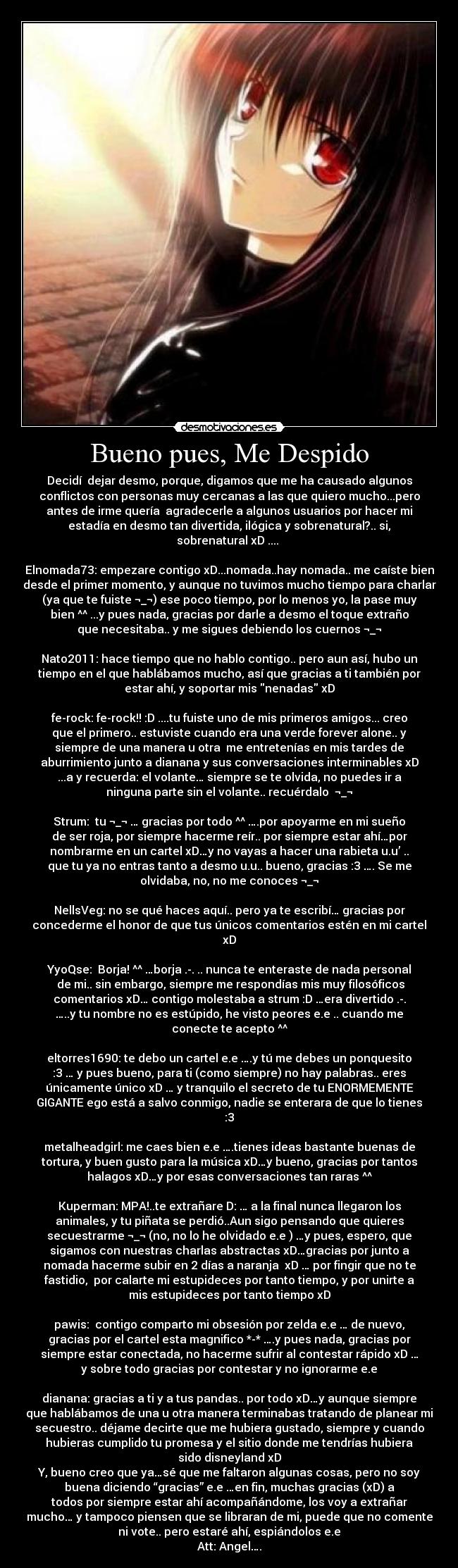 Bueno pues, Me Despido -