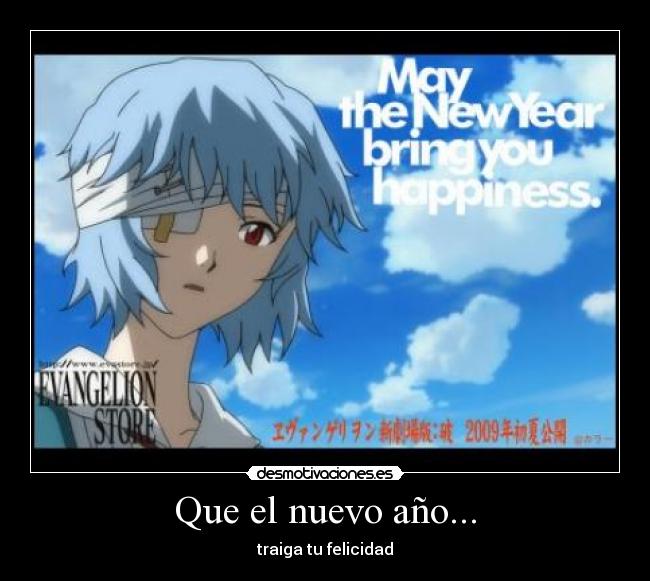 carteles neo genesis evangelion anime rey ano nuevo felicidad desmotivaciones