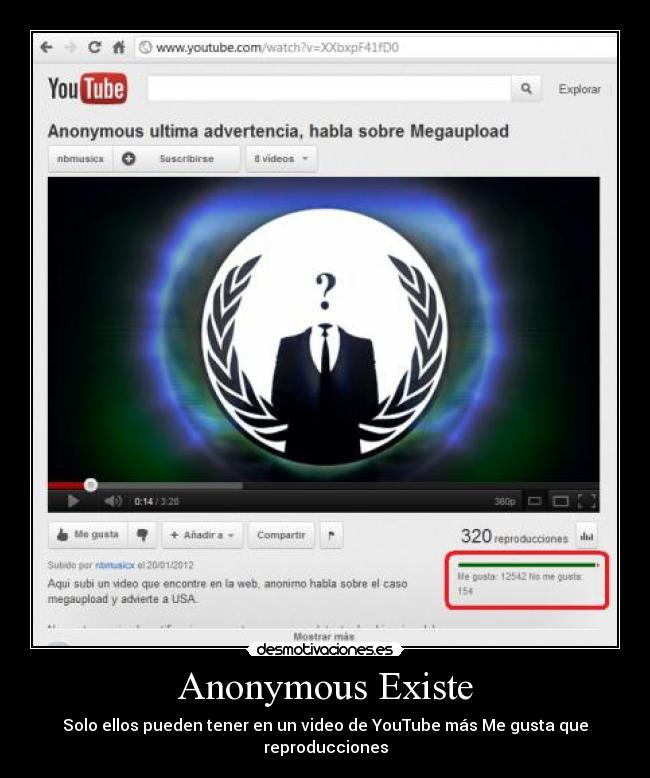 carteles anonymous existe youtube video megaupload reproduccion advertencia costa rica tico gusta desmotivaciones