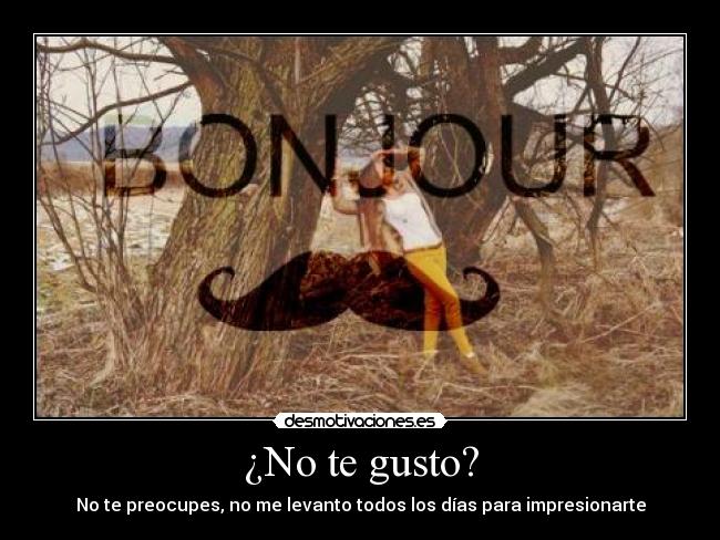 ¿No te gusto? - No te preocupes, no me levanto todos los días para impresionarte