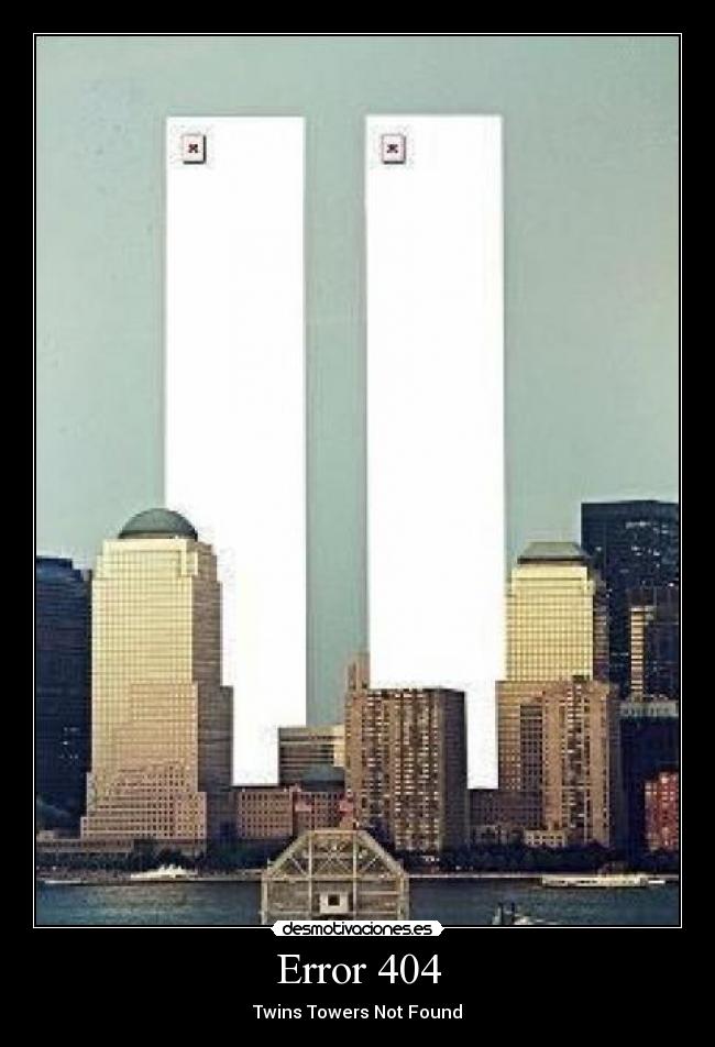 carteles error 404 torres gemelas desmotivaciones