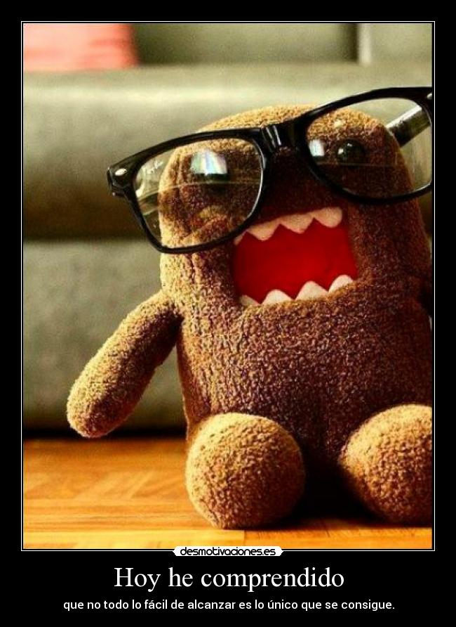 Hoy he comprendido - que no todo lo fácil de alcanzar es lo único que se consigue.