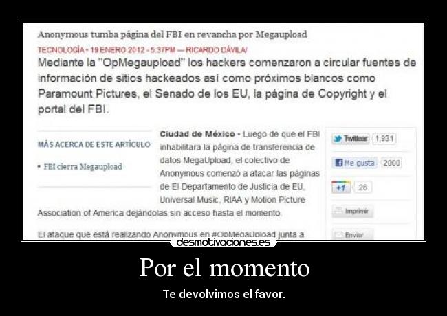 Por el momento -