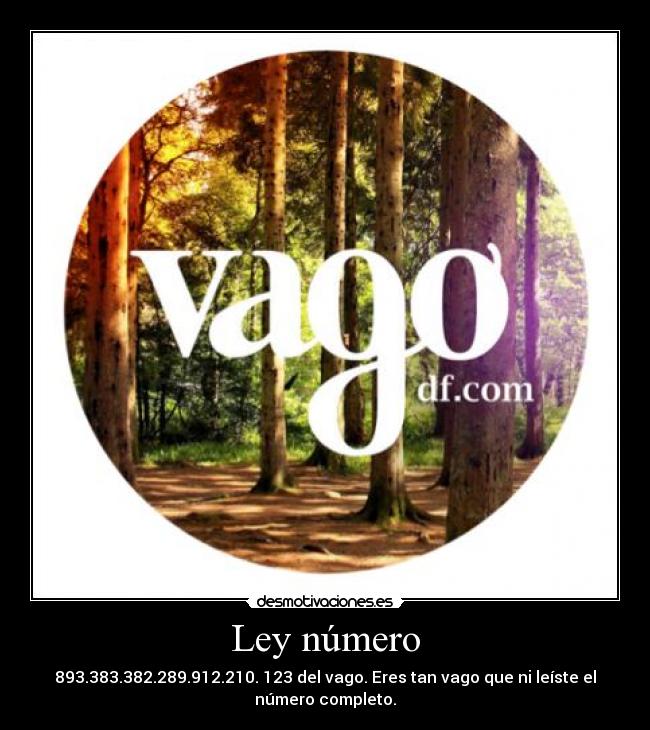 Ley número - 893.383.382.289.912.210. 123 del vago. Eres tan vago que ni leíste el número completo.